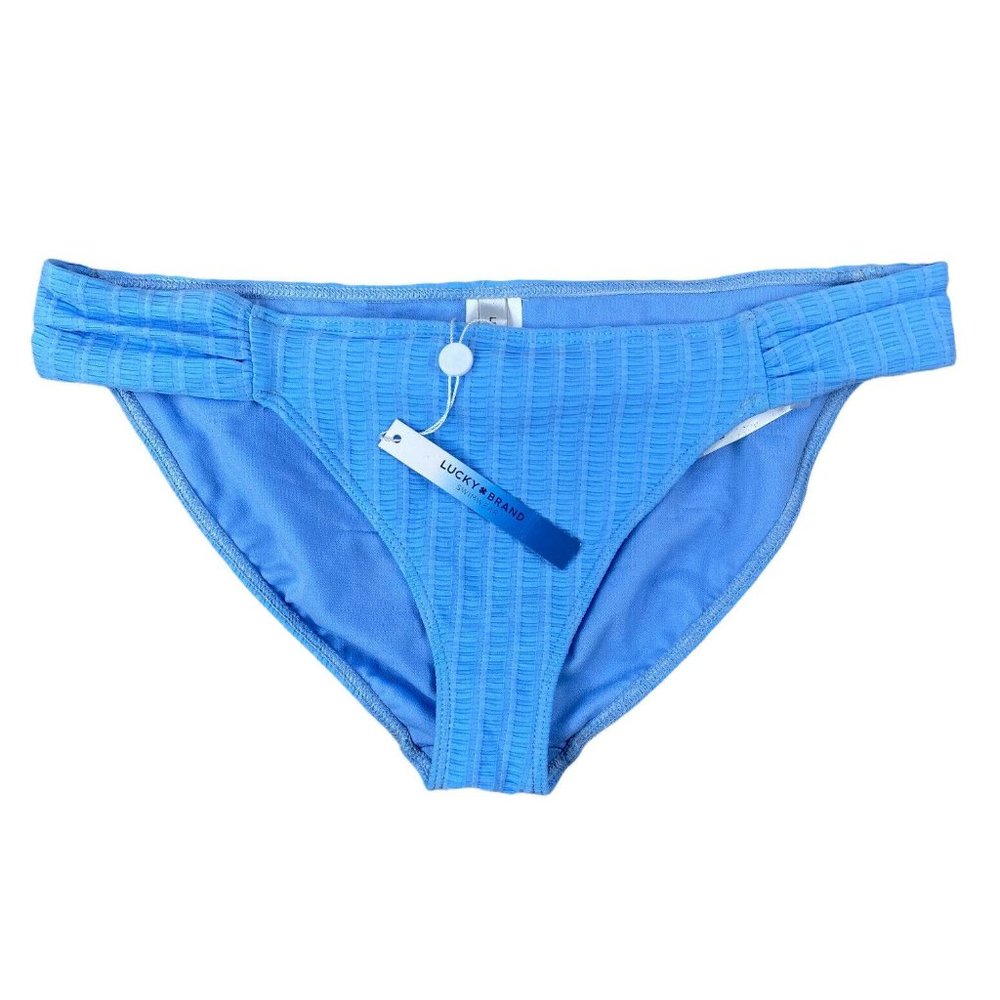 Lucky Brand  Blue Sucker‎ For Pretty Cheeky Hipster Bikini Swim Bottom Sz L  NWT